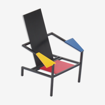 Fauteuil du milieu du siècle avec cadre en métal et en bois, des années 1980