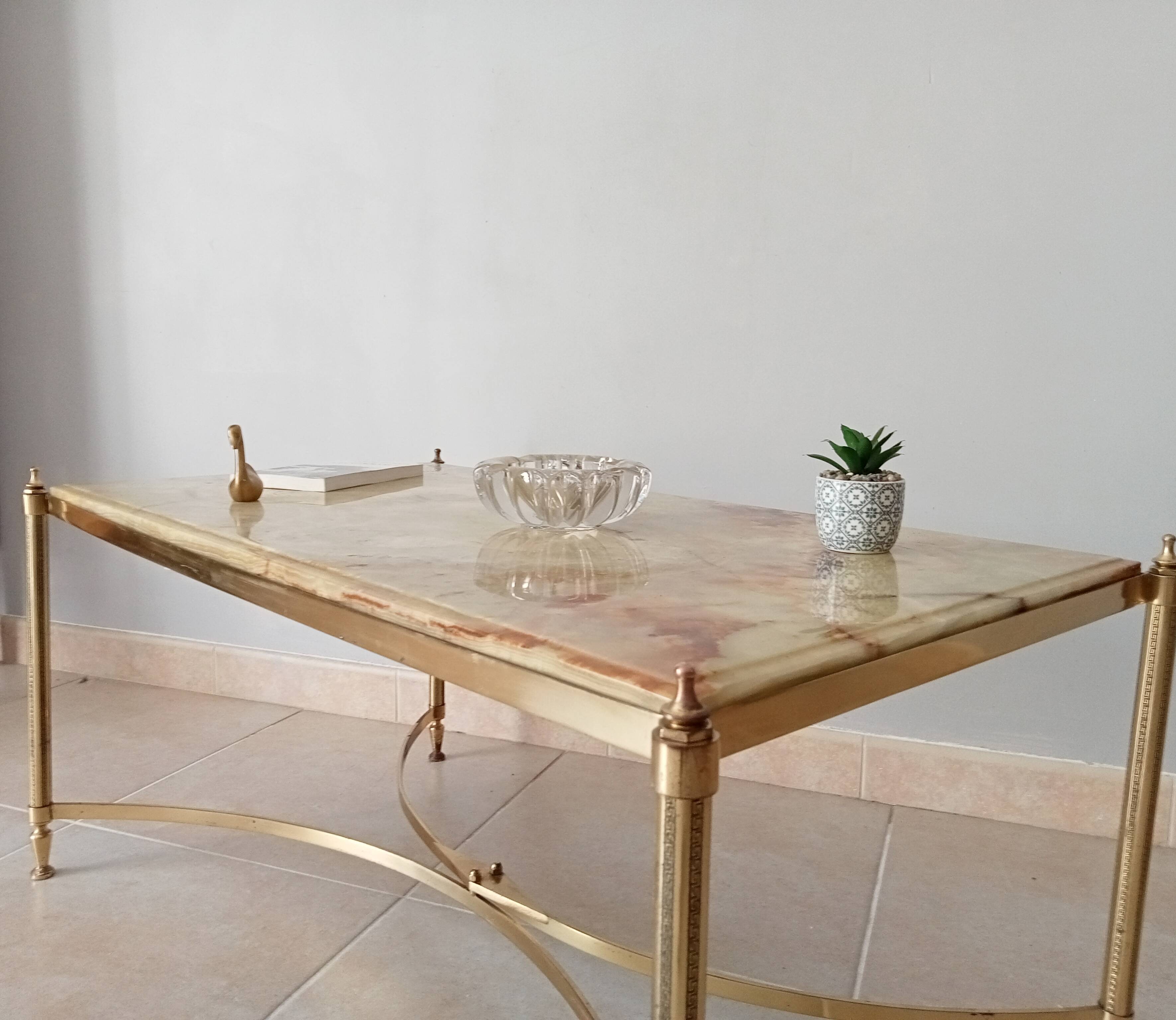 Neoclassical marble and brass coffee table 50s/60s
