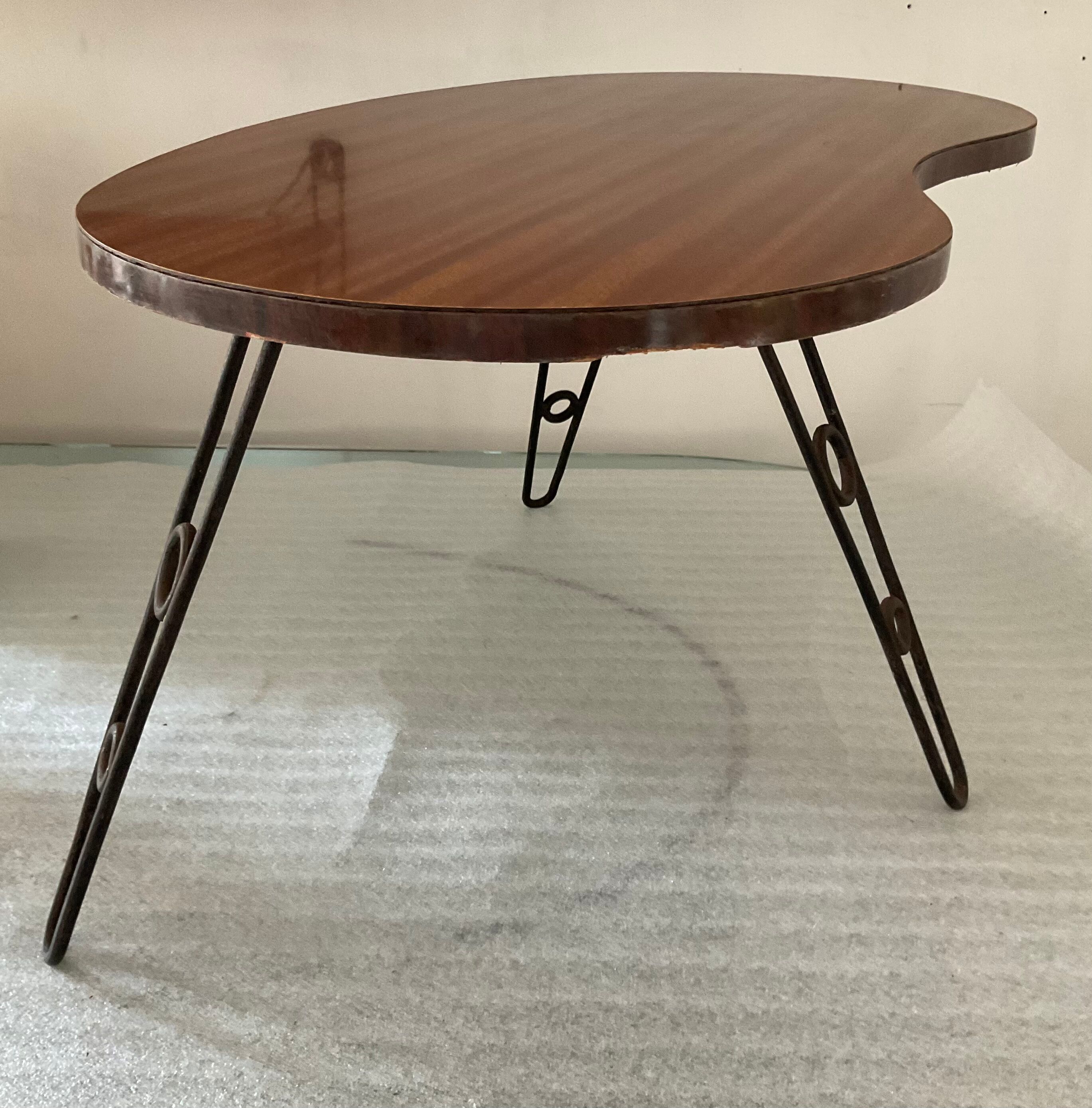 Free-form tripod coffee table from the 50s and 60s