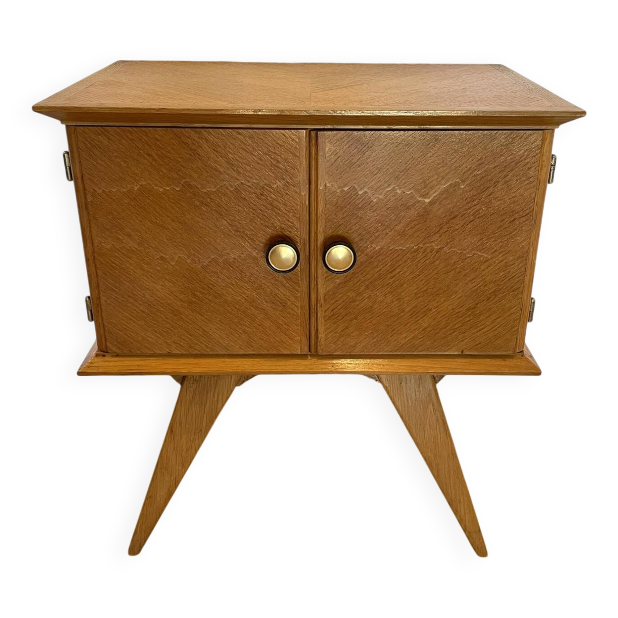 Vintage 1950s Nightstand – Compass Legs & Fluted Front