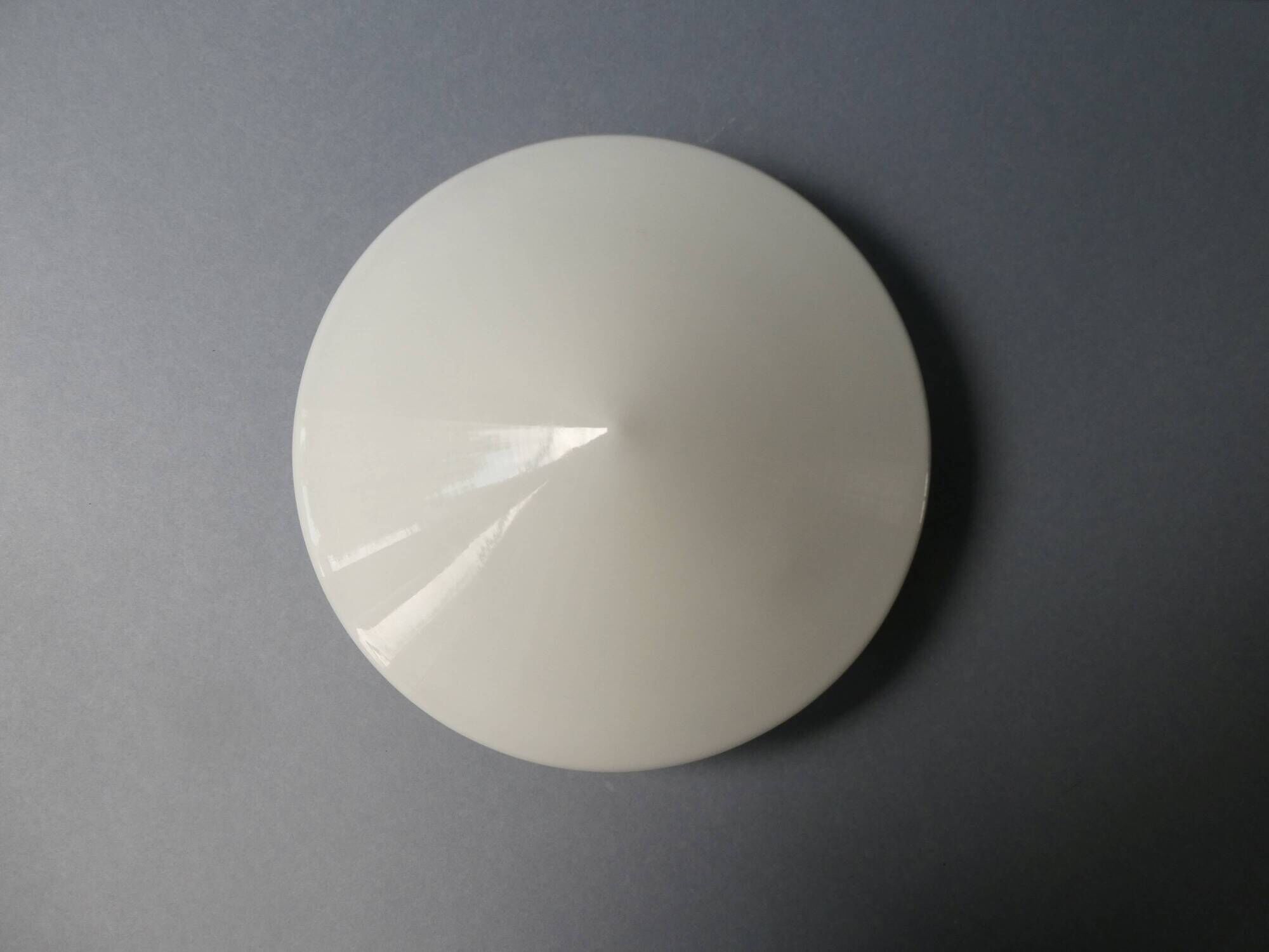 80s wall or ceiling light, lacquered metal and white opaline