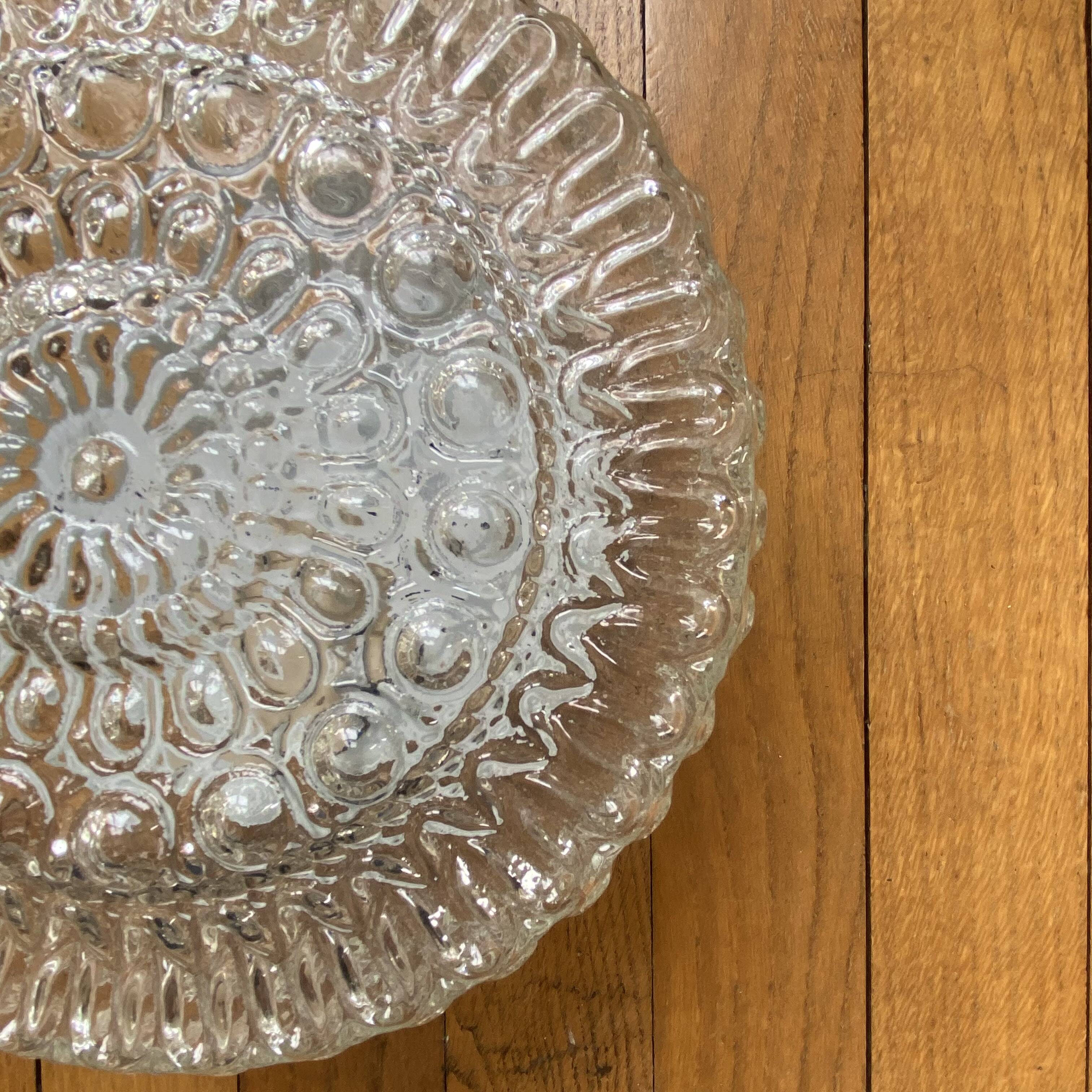 Vintage round wall ceiling light in transparent glass