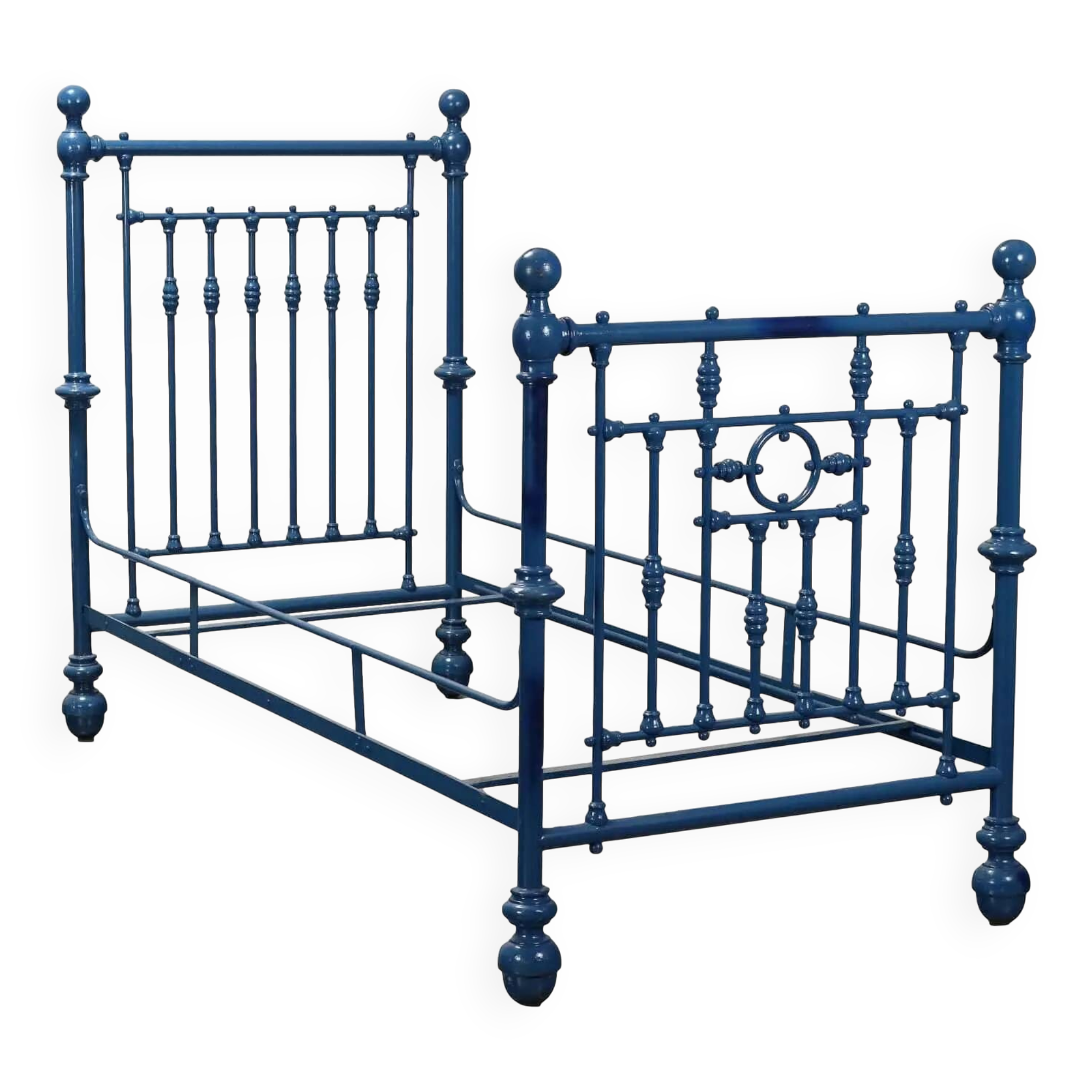 Simple old lacquered iron bed, Italy, 19th-20th century.