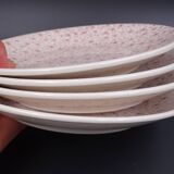 Set of 9 dessert plates in earthenware of Sarreguemines - Décor of pink flowers - 1970