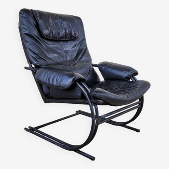 Fauteuil en cuir noir