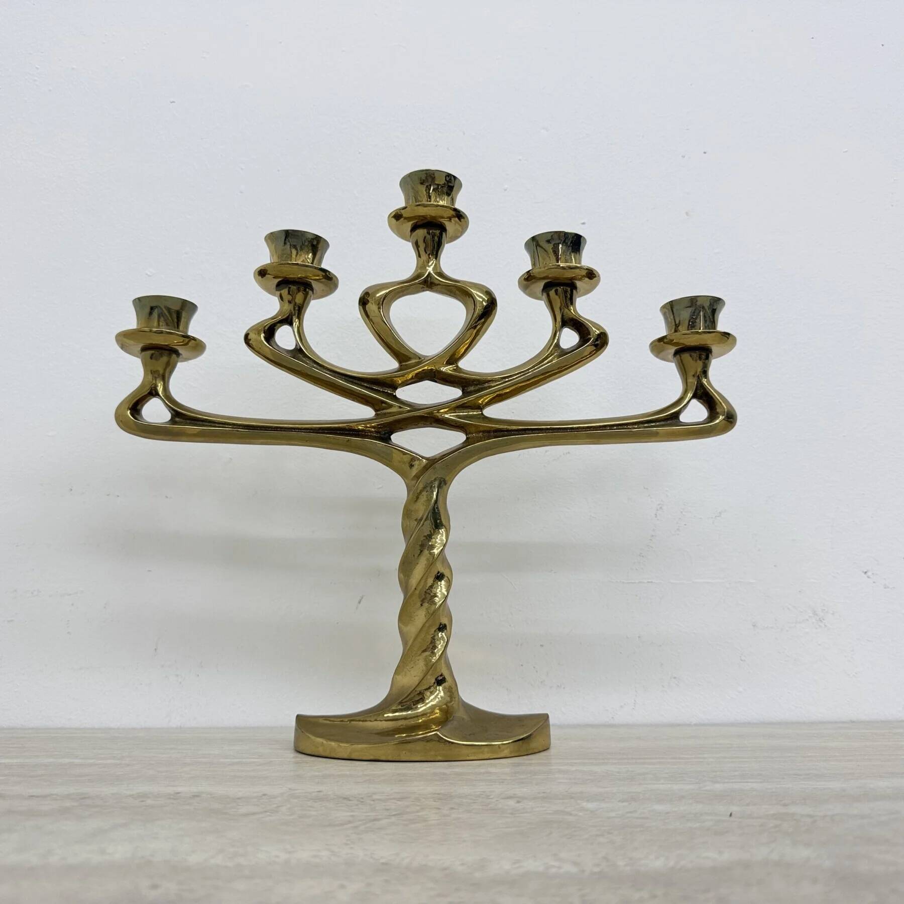 Mid-century large brutalist solid bronze candleholder, 1970s