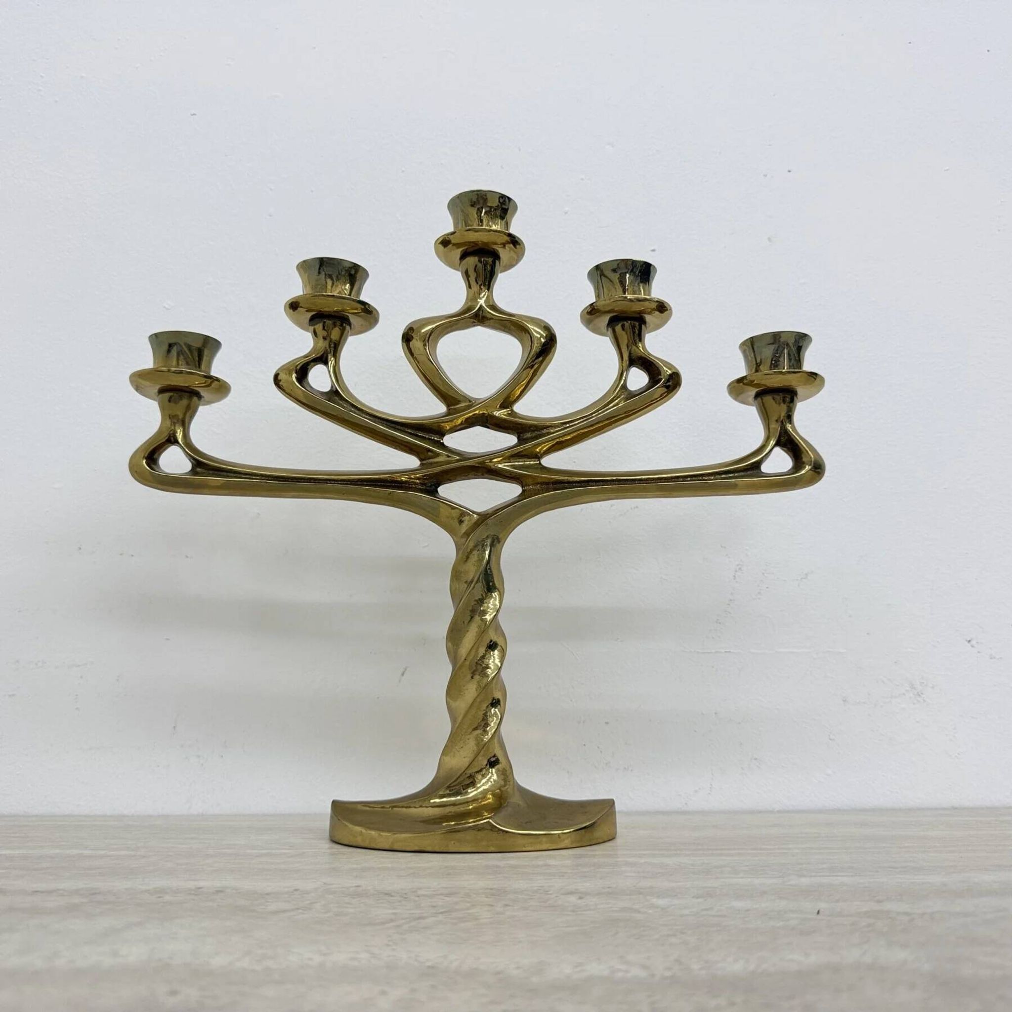 Mid-century large brutalist solid bronze candleholder, 1970s