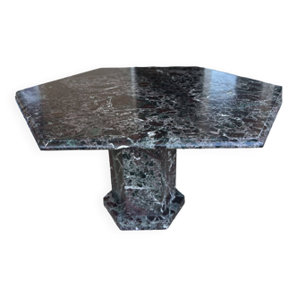 Hexagonal table in vintage black marble from the 70s