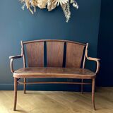 Bistro-style bench in embossed wood stamped Thonet - early 20th century