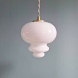 Scandinavian pendant light in white opaline (2 available), 1960