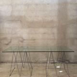 Glass desk and chrome trestles 1970