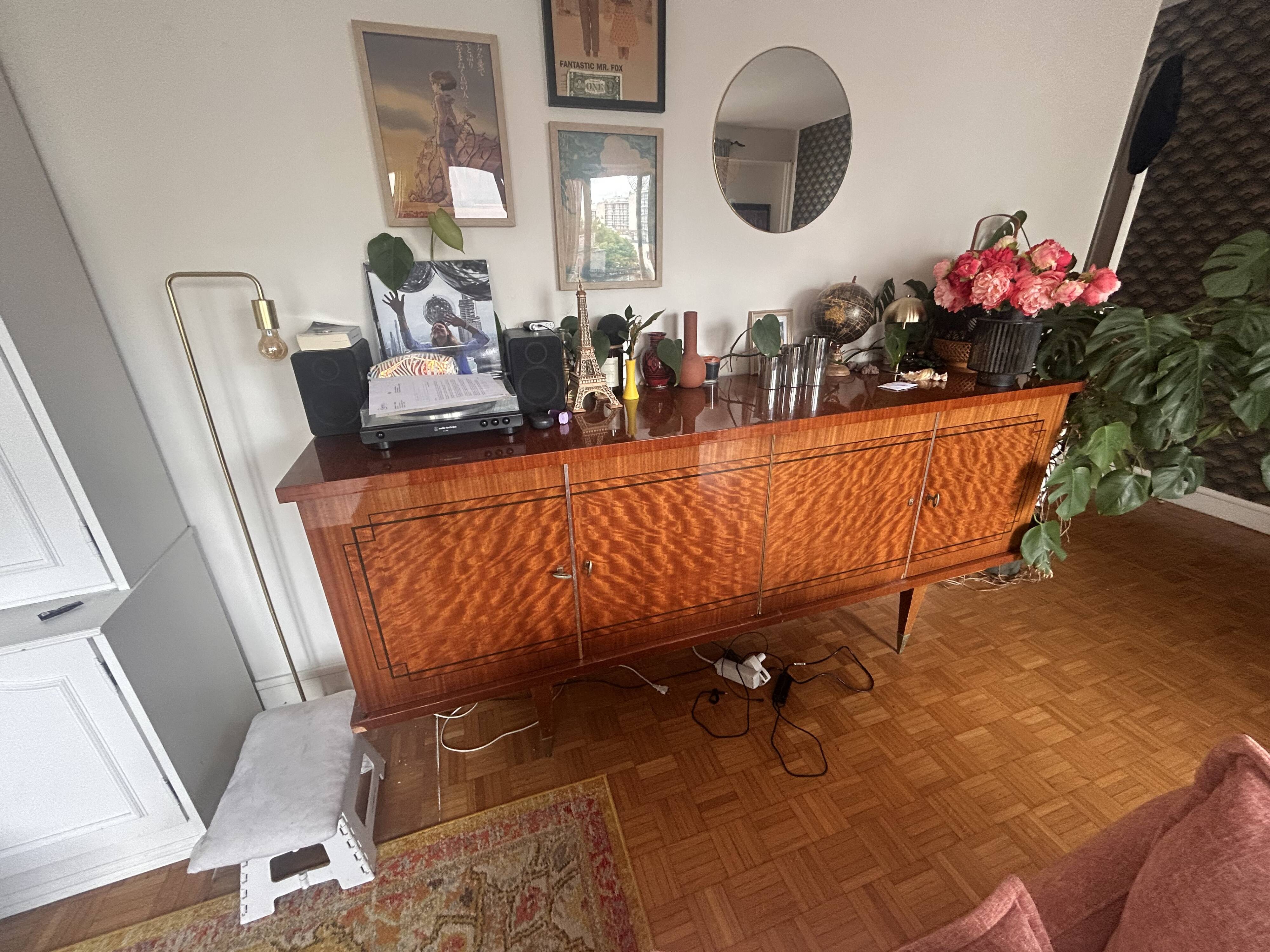 Buffet vintage en bois vernis 1960
