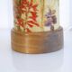 Scandinavian lamp in wood and resin with floral decor 1960
