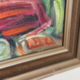 Swedish Oil on Canvas – “Interior with Figures” by Erik Lo  (1914–2004