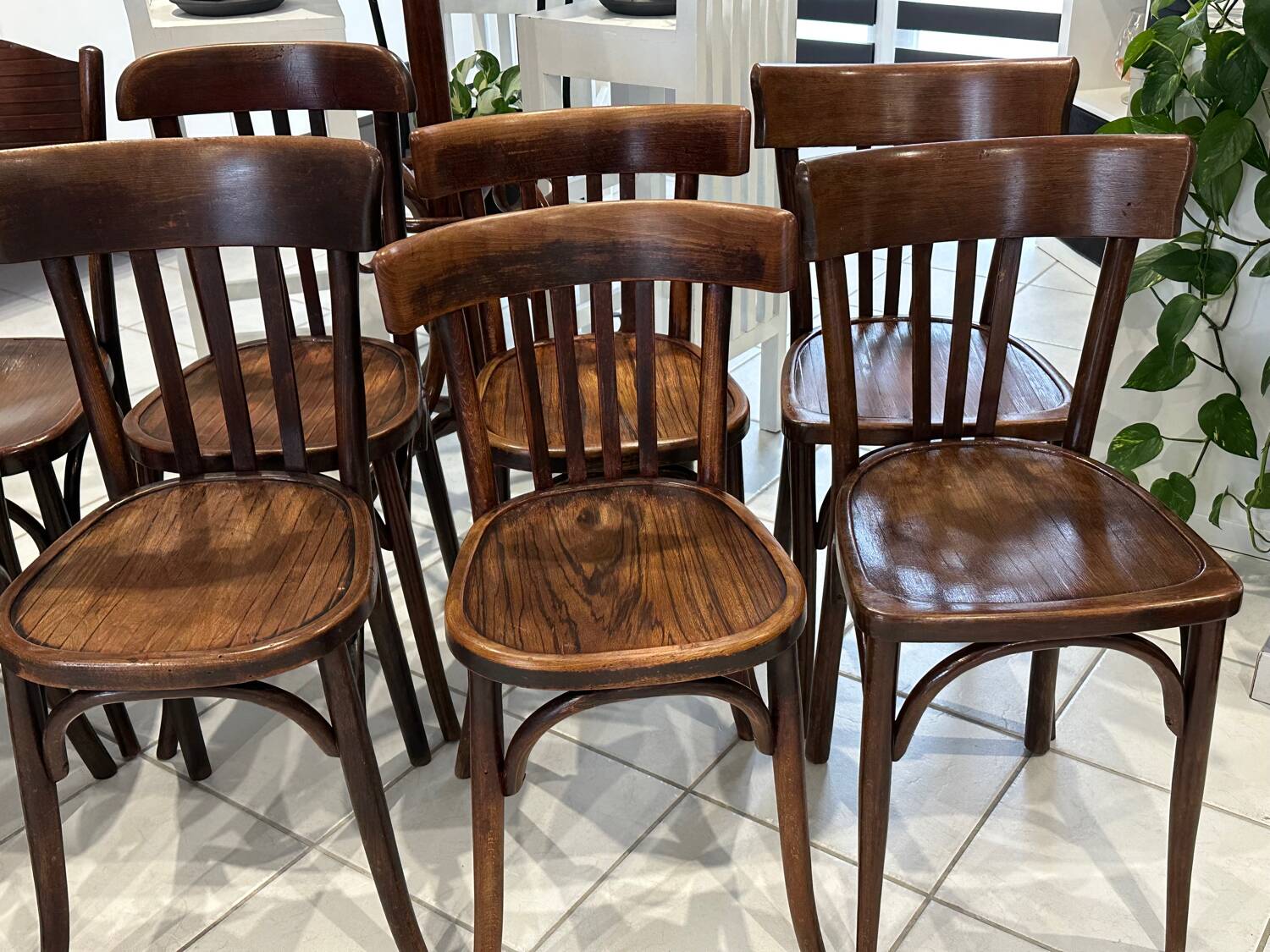 Set of 12 mismatched bistro chairs Baumann & Fischel 1930