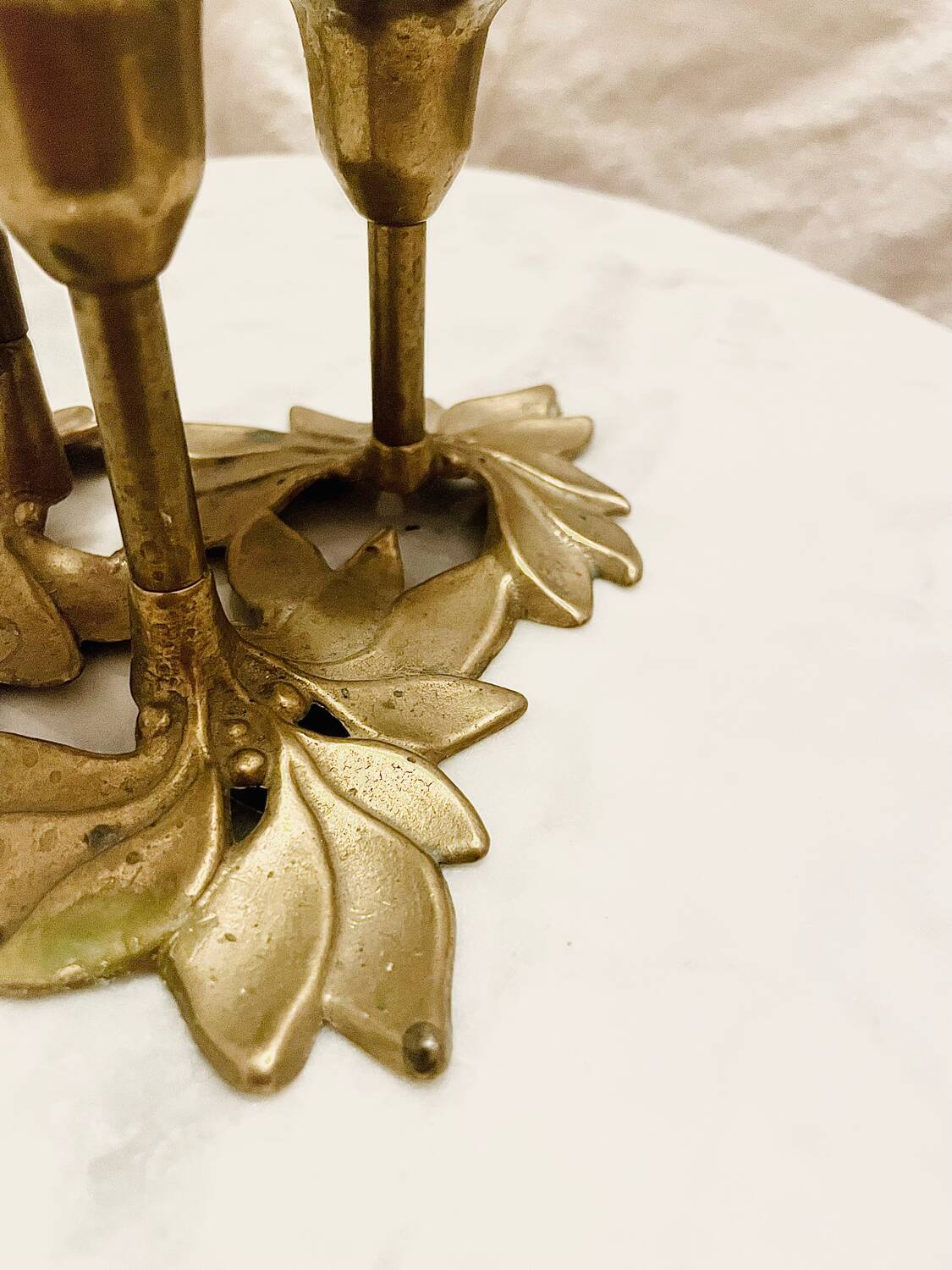 Floral Brass Candle Holder