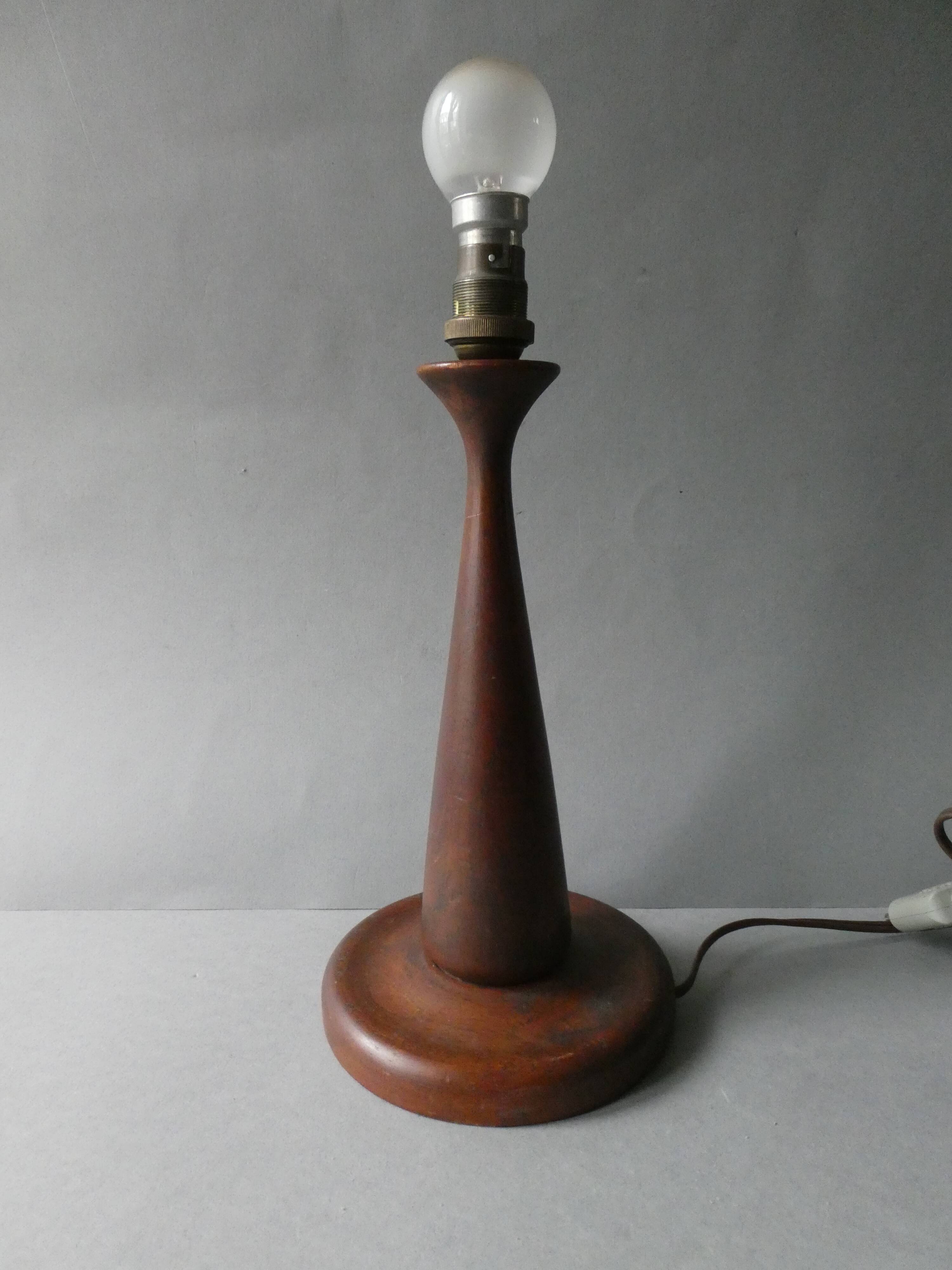 Teak lamp with a rope shade, around 1950.
