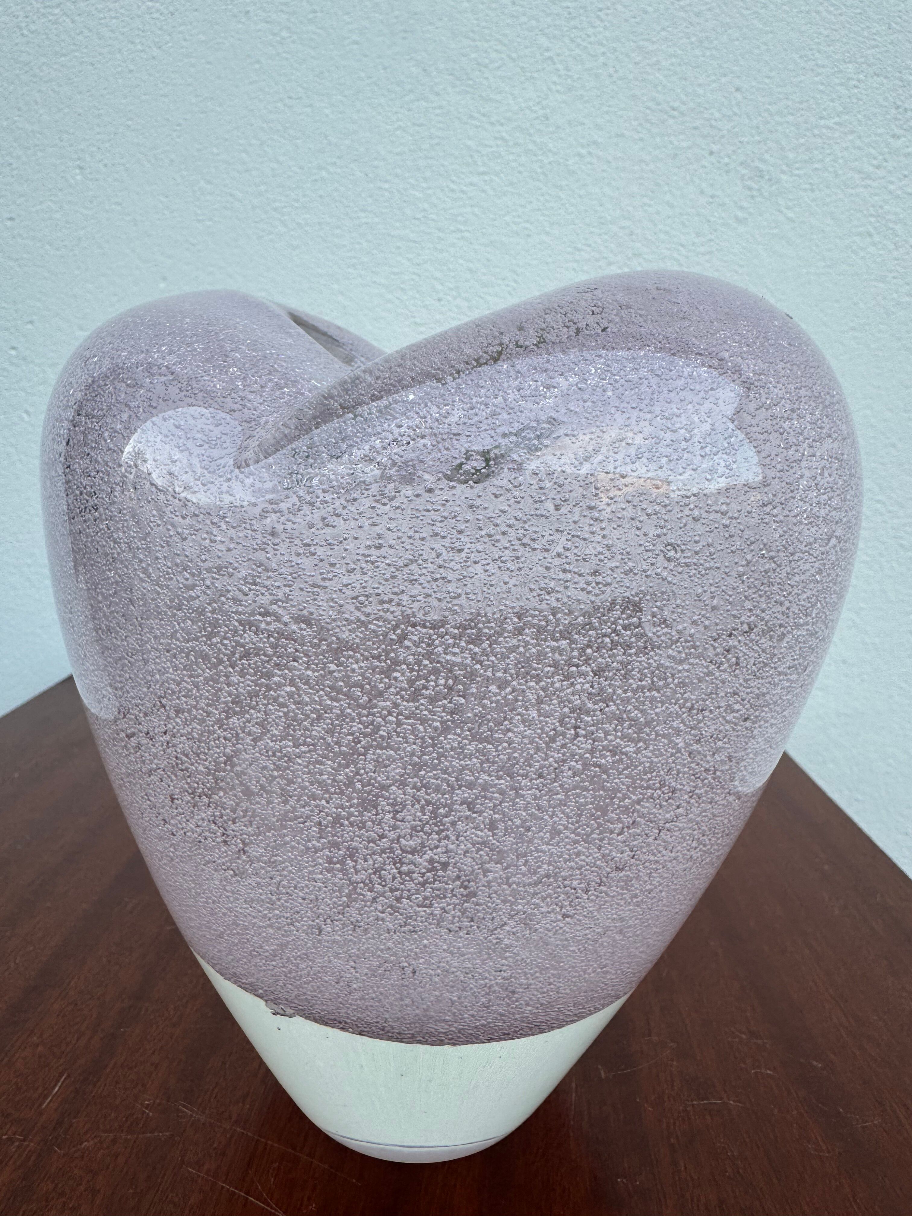 Heart-shaped bubble glass vase from the 1960s.