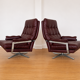 Vintage Swedish Arne Norell lounge chairs and matching stools 1970s