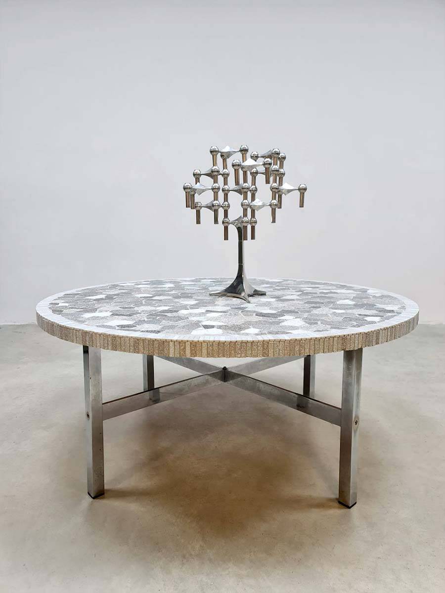 Vintage round mosaic coffee table