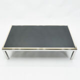 Table basse chrome et laiton 1970