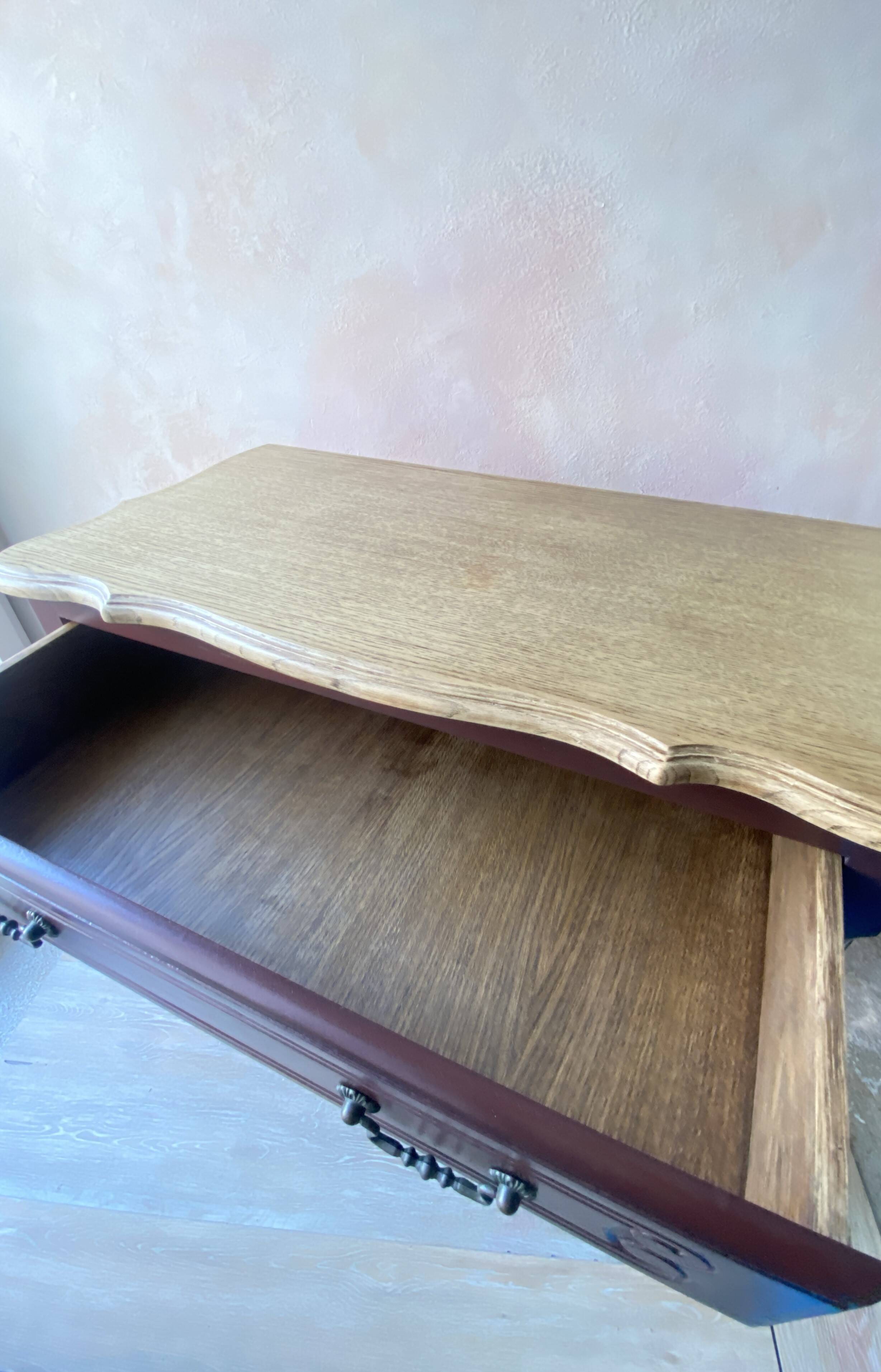 Louis XV style commode renovated - natural wood top and deep stain