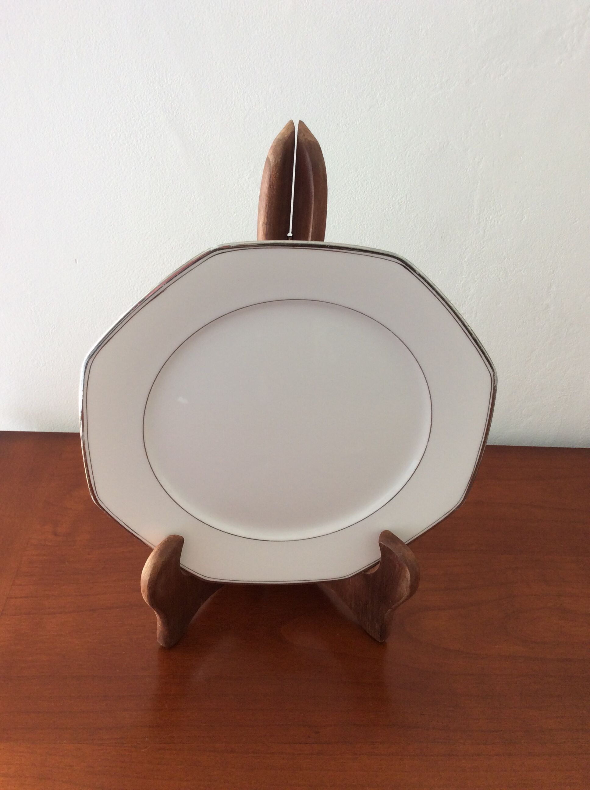 Servant dish on pedestal, octagonal, Limoges porcelain - vintage