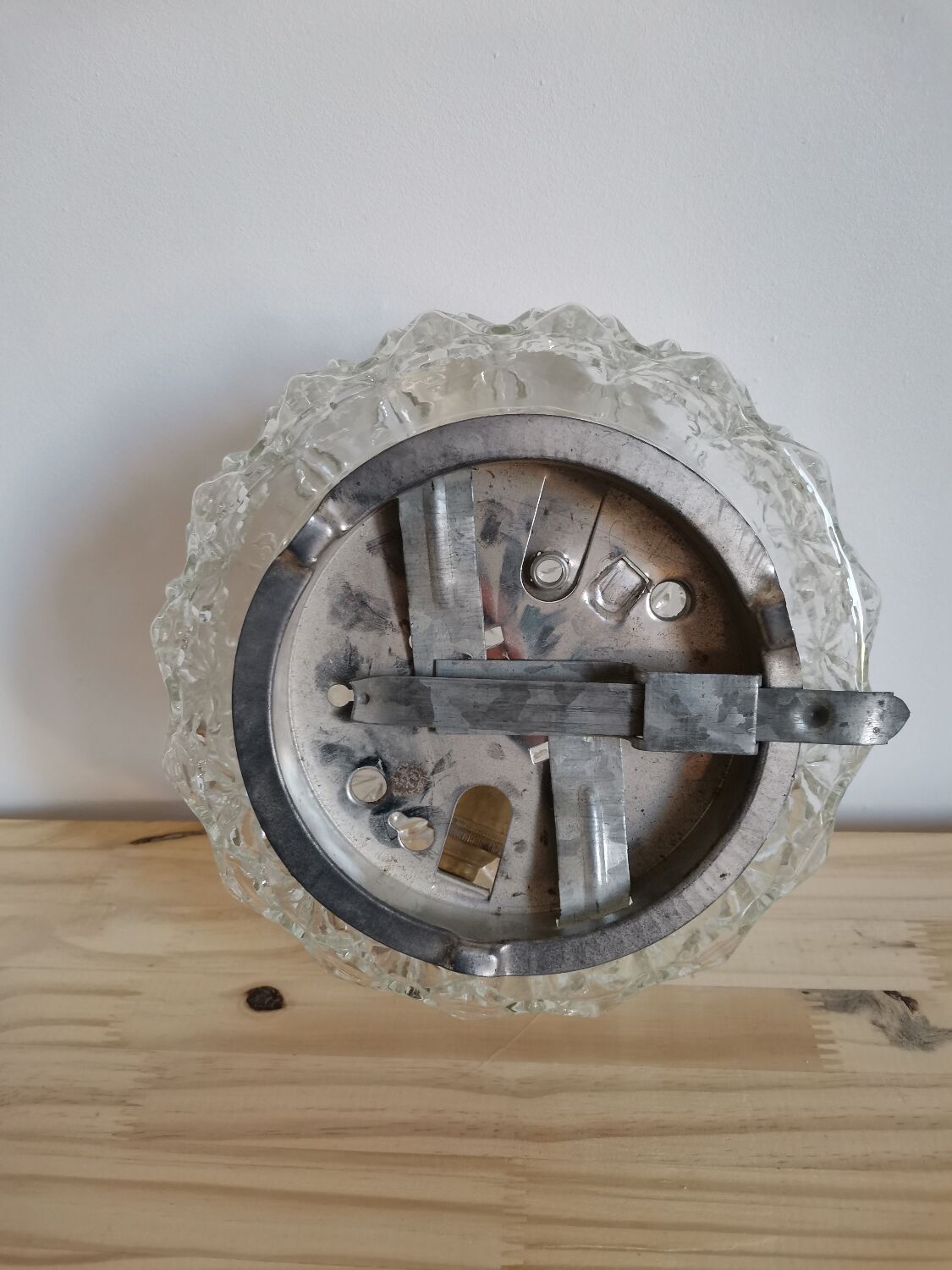 Vintage molded globe glass wall lamp