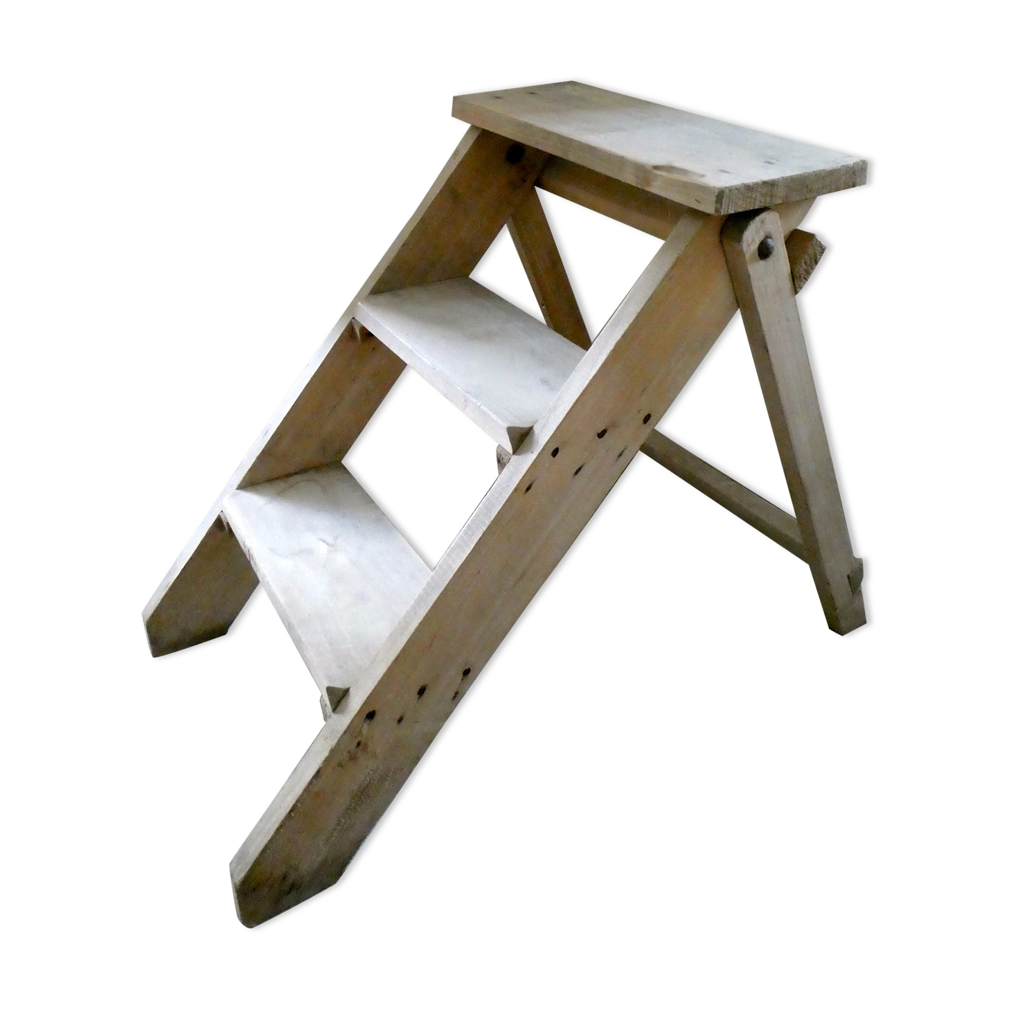 Stepladder 3 steps in solid wood