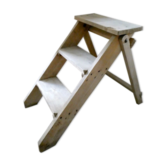 Stepladder 3 steps in solid wood
