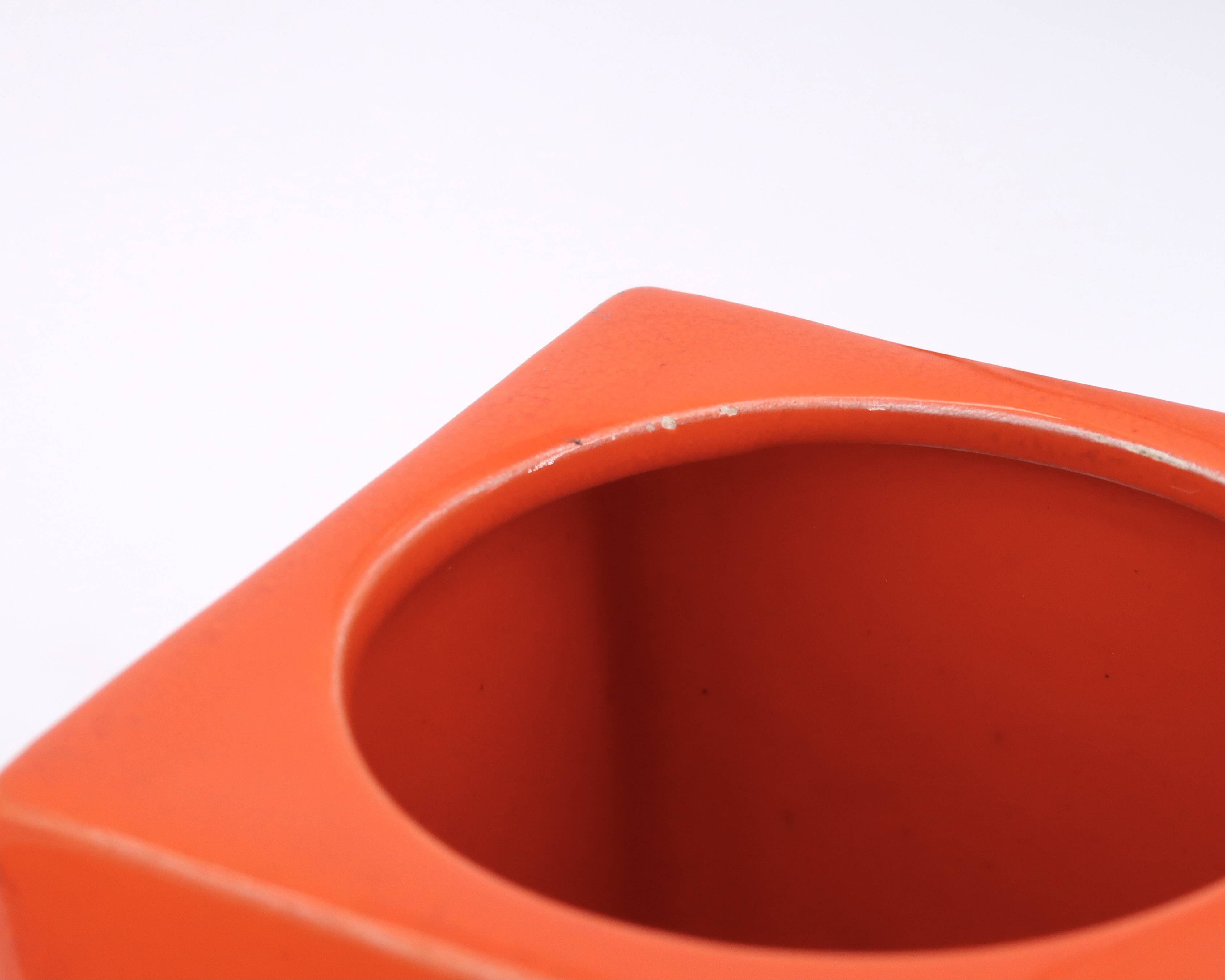 Orange ceramic box by Pino Spagnolo for Sicart Italy