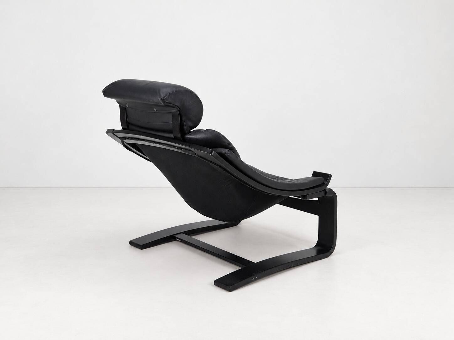 Kroken Armchair in Black Leather by Ake Fribytter for Roche Bobois