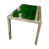 Chrome metal dining table with smoked glass dlg Romeo Rega
