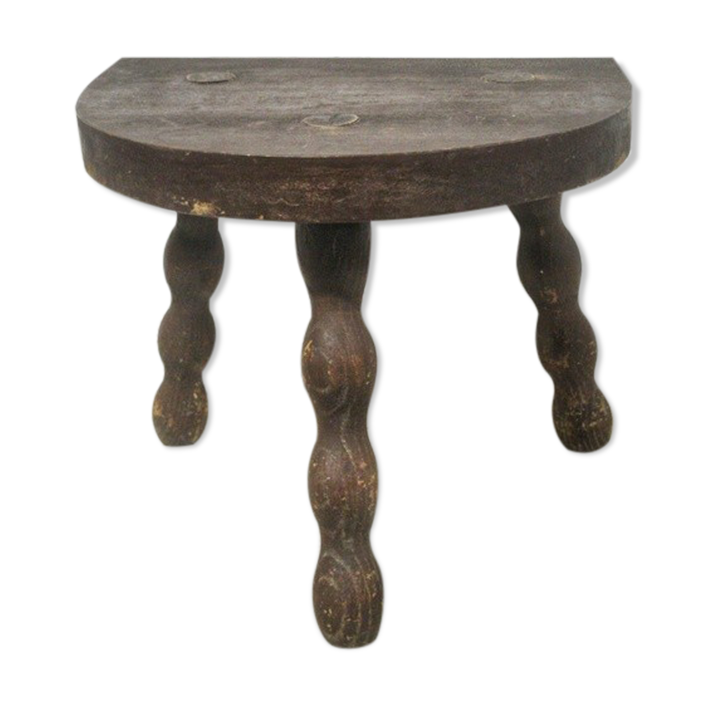 Tripod stool wood turned sitting half moon