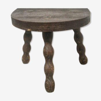 Tripod stool wood turned sitting half moon