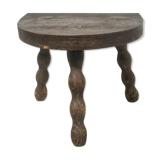 Tripod stool wood turned sitting half moon