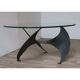Table basse vintage "Hélice" en acier et verre, 1970