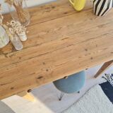 Old farmhouse table in raw wood - 2 drawers