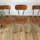 Trio of chairs in icy brown formica 70s
