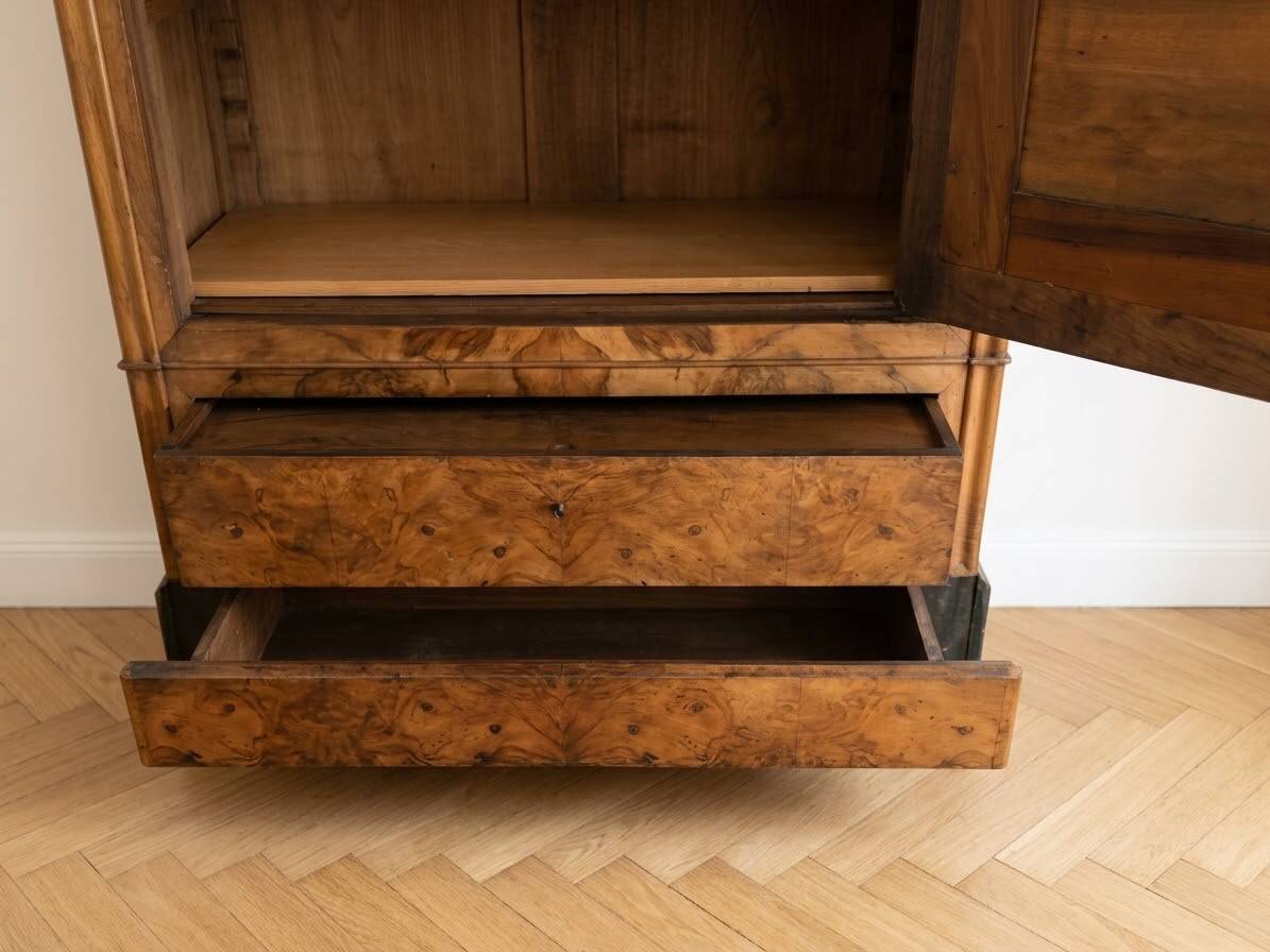 Antique oak linen cupboard with mirror