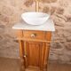 Small antique oak washstand with turned columns and white marble – Henri II style / late 19th century