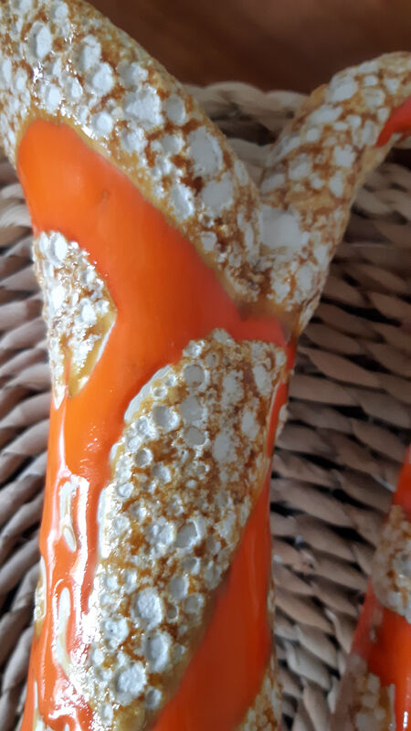 Large vase orange jug "fat lava" signed Vallauris.