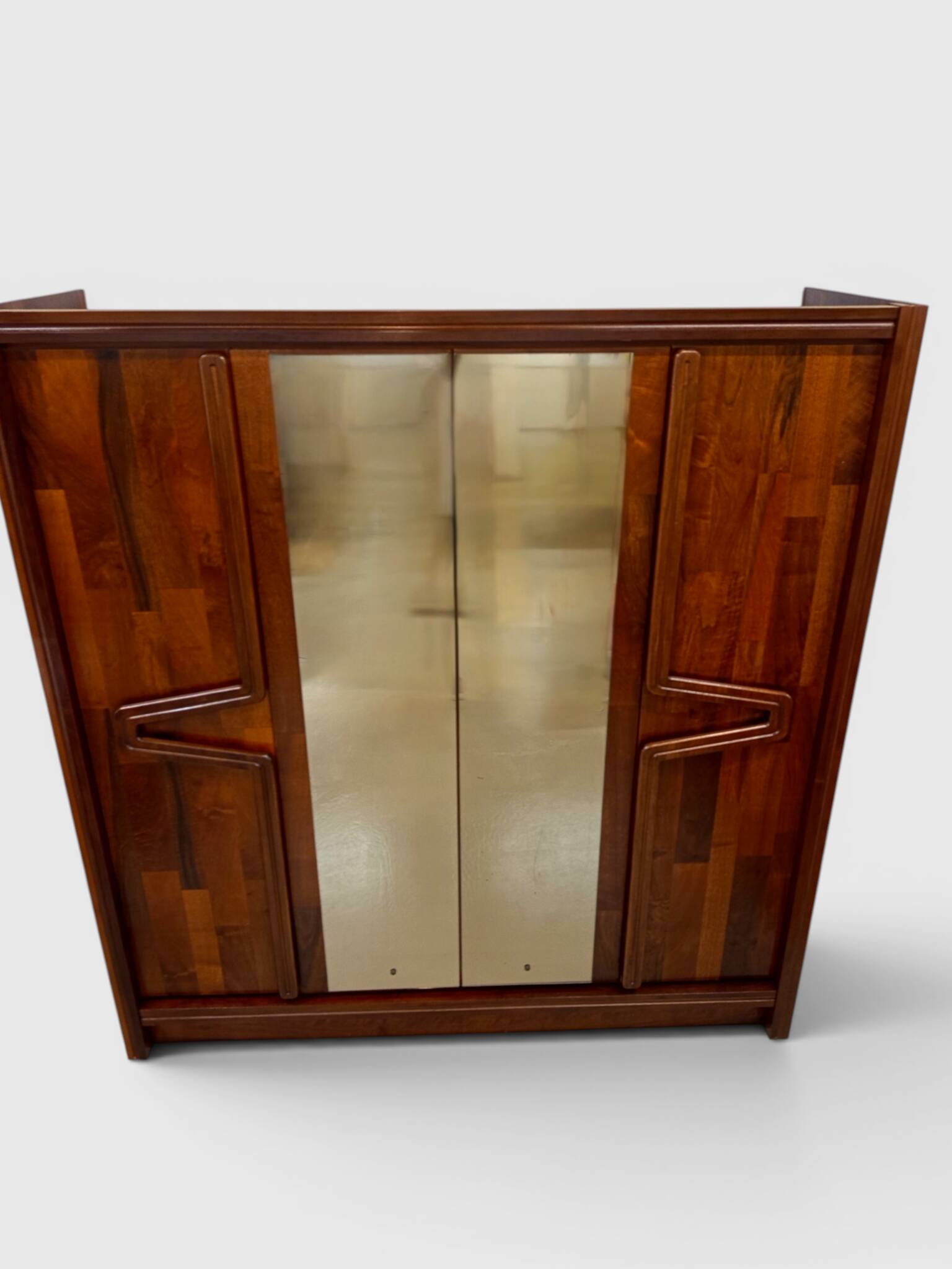 Modernist mahogany wardrobe with smoked mirrors (late 1970s)
