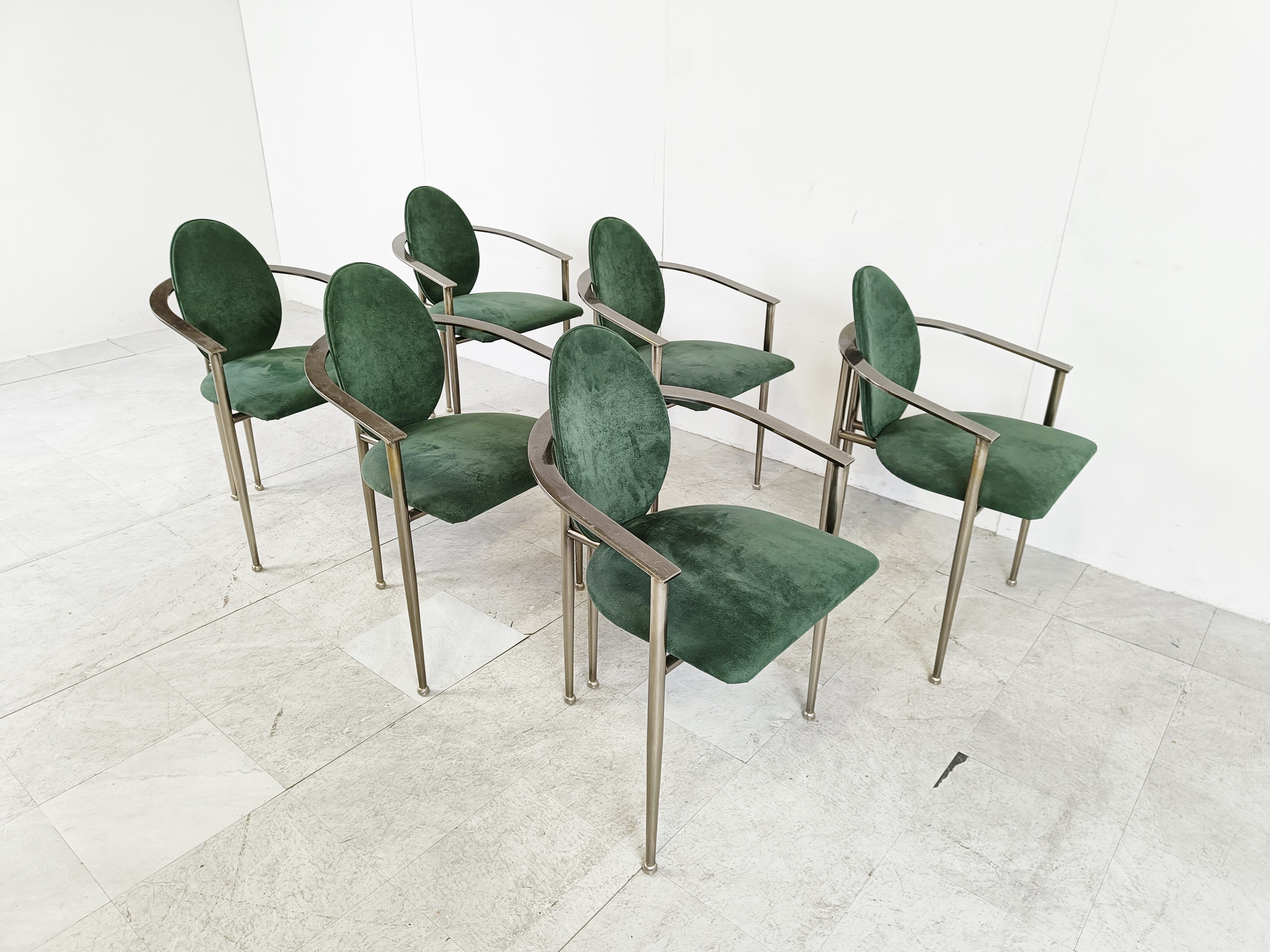 Vintage dining chairs by Belgo chrom, set of 6 - 1980s