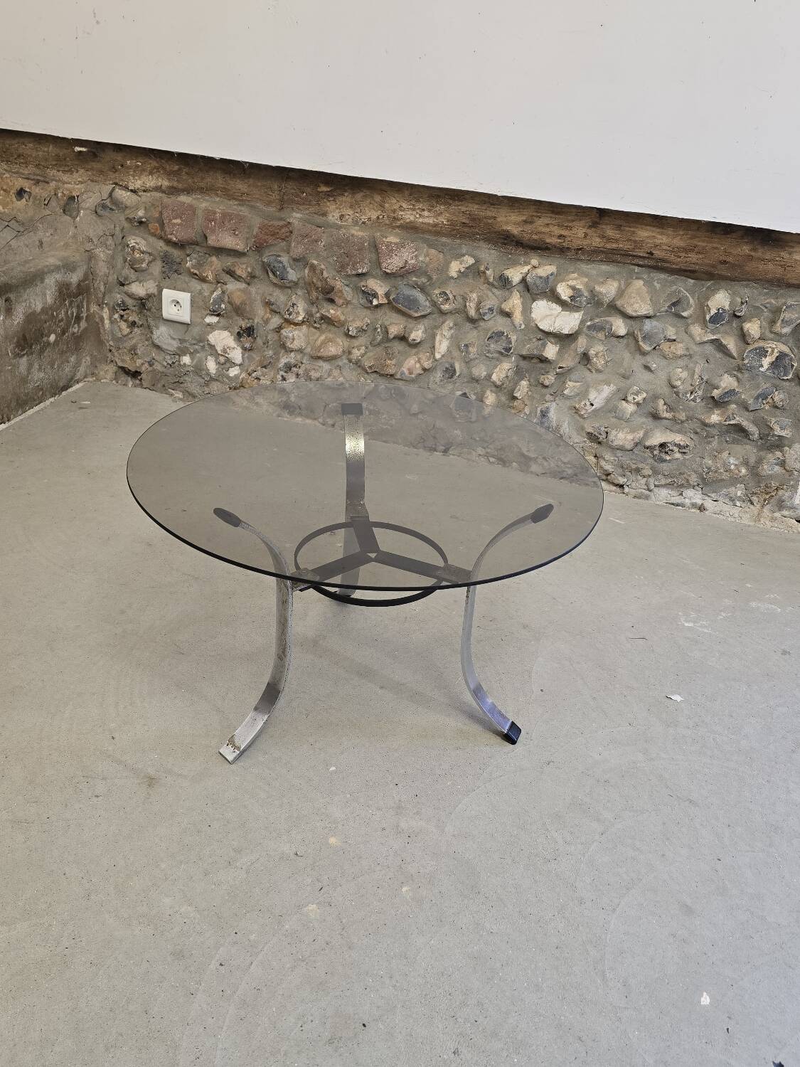 Small smoked glass coffee table 1970