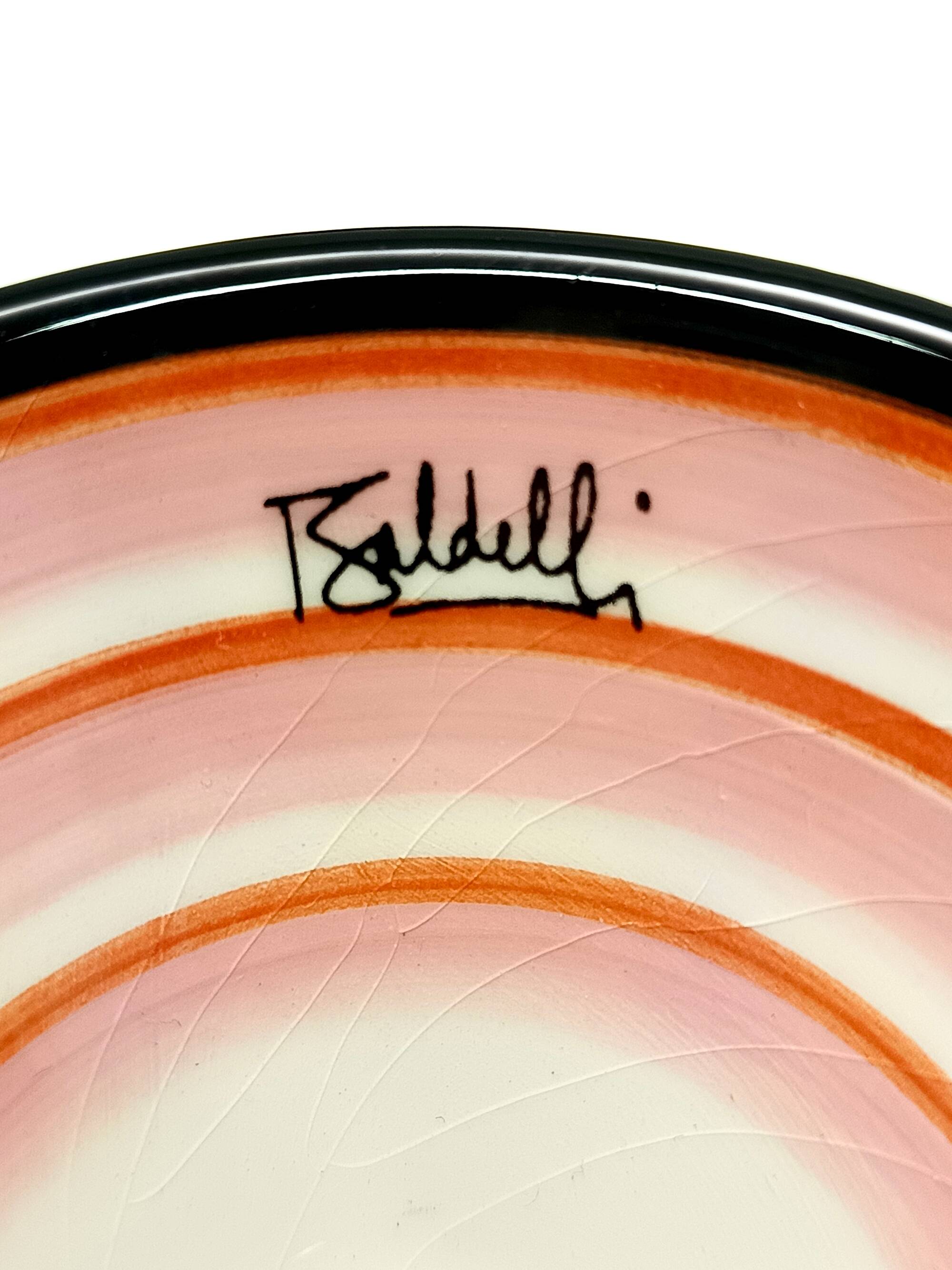 Set of Four Ceramic Coffee Cups by Baldelli with Milk Jug and Sugar Bowl, Italy