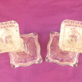 Pair of glass candle holders