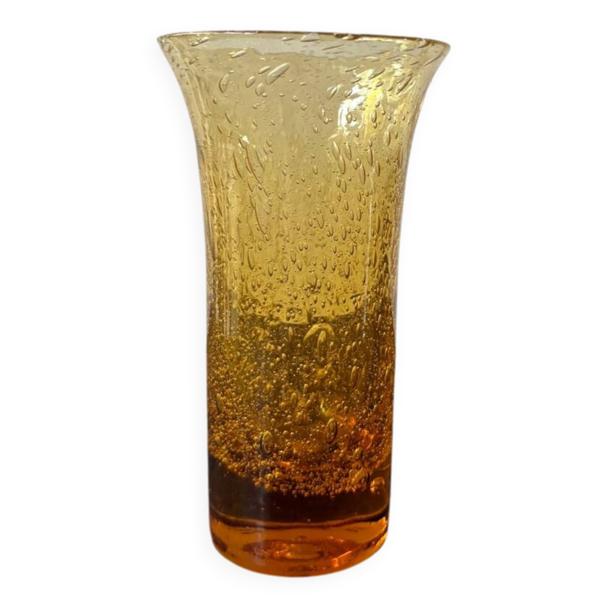 Orange bubble glass vase from the 60s