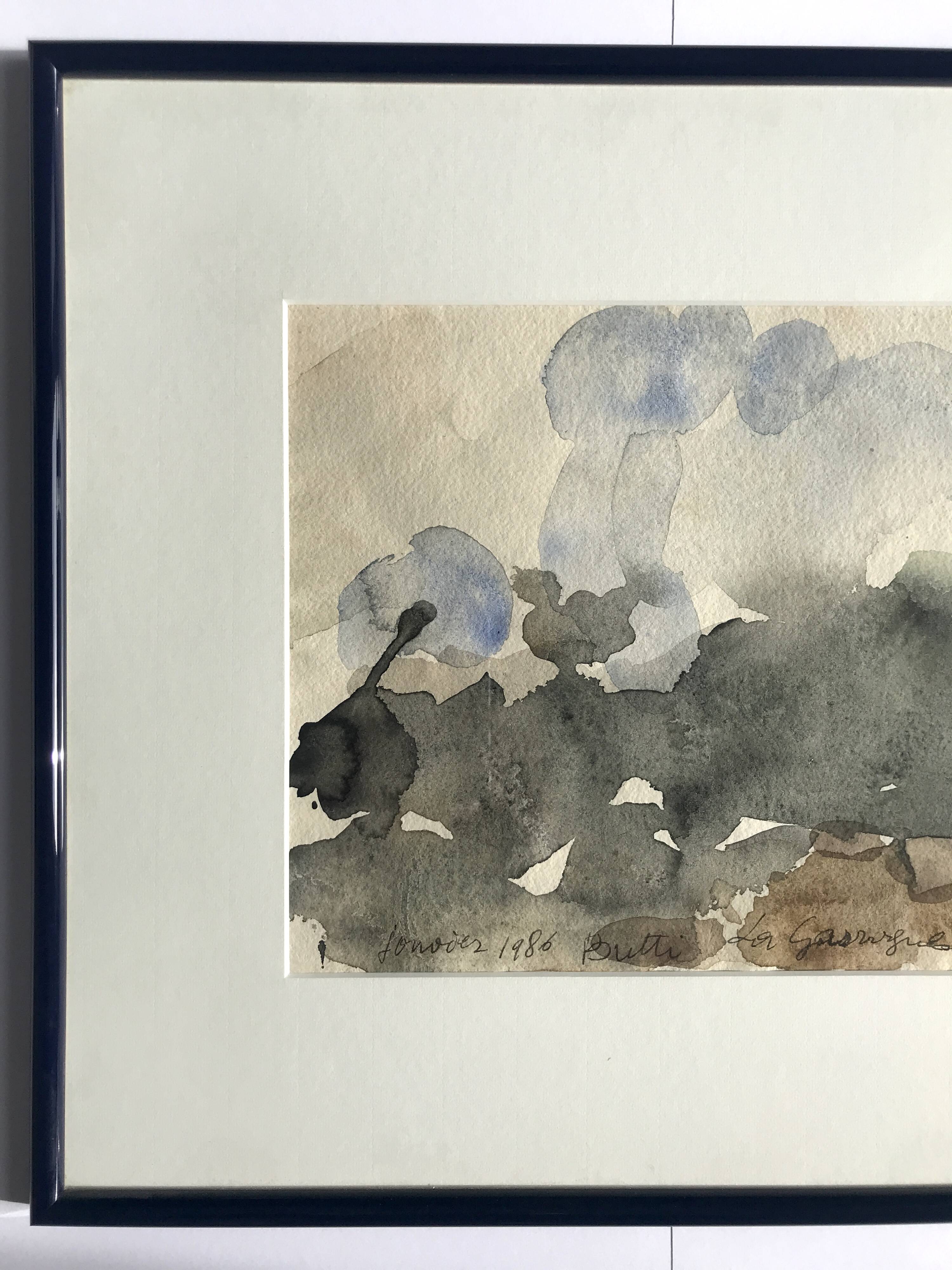 Paul BUTTI, The scrubland below Nîmes 1986. Watercolor on paper