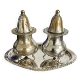 Vintage Salt and Pepper Shaker Set on Tray